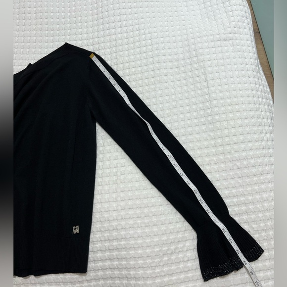 My Twin TwinSet Black Metallic Ruffle Button Back Sweater - Picture 7 of 9